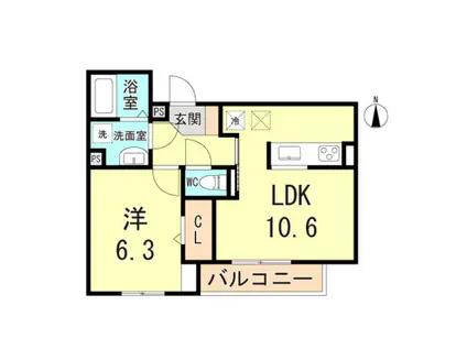 D-ROOM西難波町(1LDK/3階)の間取り写真