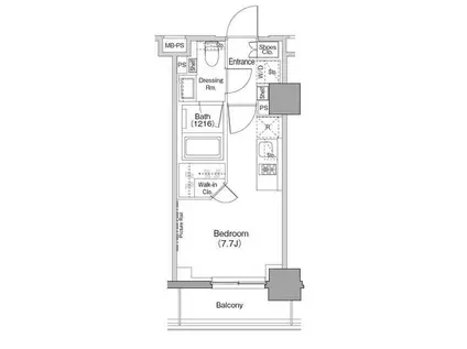 ザ・パークハビオ西横浜(ワンルーム/8階)の間取り写真