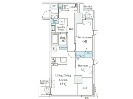 GENOVIA世田谷砧II(1LDK/6階)の間取り写真