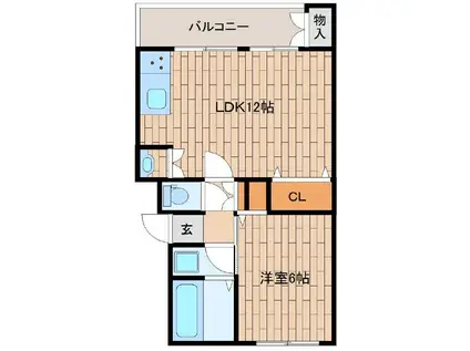 ハコス摂(1LDK/4階)の間取り写真