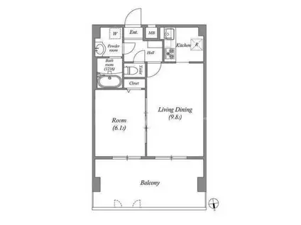 アーバハイツ六町環七北通(1LDK/6階)の間取り写真