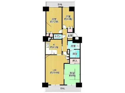 ベルヴィル大宮B棟(3LDK/5階)の間取り写真