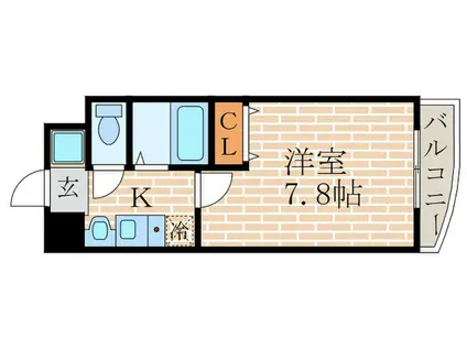 LUXE深草(1K/2階)の間取り写真