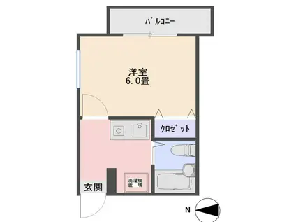 サウスヴァレー(ワンルーム/2階)の間取り写真