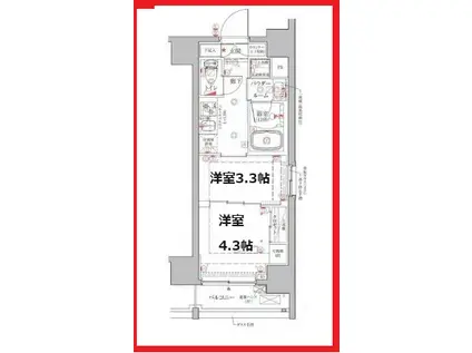 クレイシアアイズ台東竜泉(2K/9階)の間取り写真