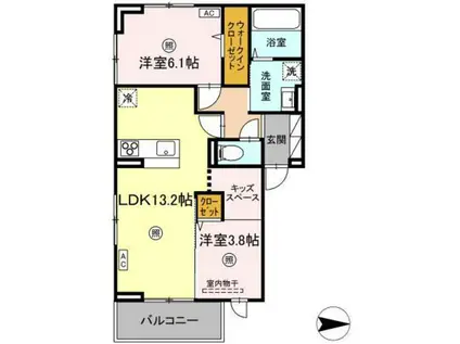 ルワンジュ(2LDK/2階)の間取り写真