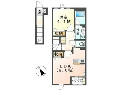 名鉄名古屋本線 今伊勢駅 徒歩2分 2階建 築6年(1LDK/2階)の間取り写真
