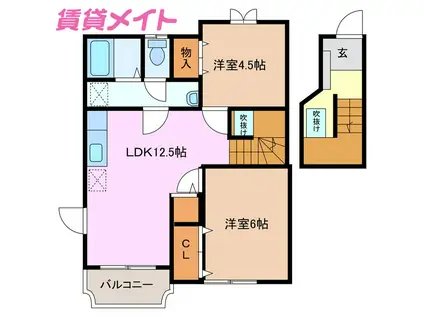 サンビレッジ河原田II(2LDK/2階)の間取り写真