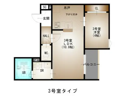 REGALEST西広島駅(1LDK/1階)の間取り写真
