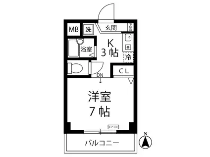 ホワイトエレガンスIII(1K/3階)の間取り写真