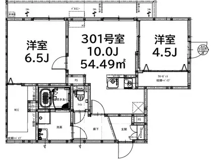 プライムヴィラ(2LDK/3階)の間取り写真
