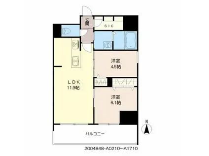 ジェイグランコート大濠公園(2LDK/17階)の間取り写真