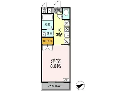 ピンフィール一番館(1K/1階)の間取り写真