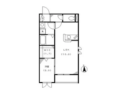 サンテラス大岡山(1LDK/2階)の間取り写真