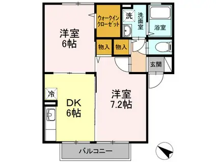 セジュールI(2DK/2階)の間取り写真