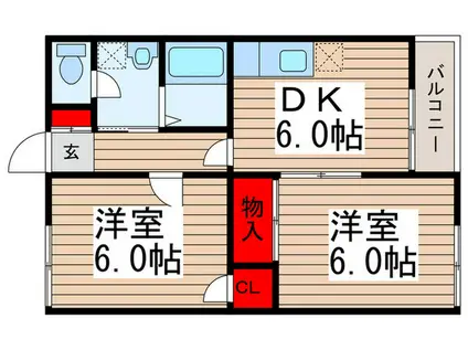 エステート明星(2DK/1階)の間取り写真