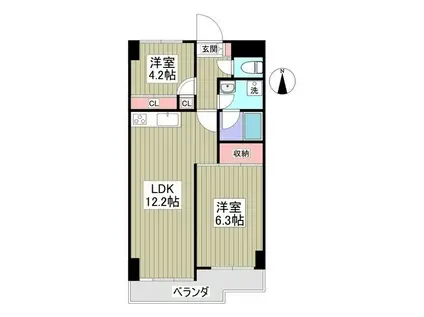 セントラルグリーンマンション(2LDK/4階)の間取り写真