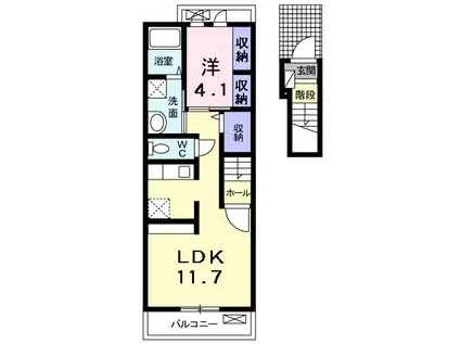 キルシェI(1LDK/2階)の間取り写真