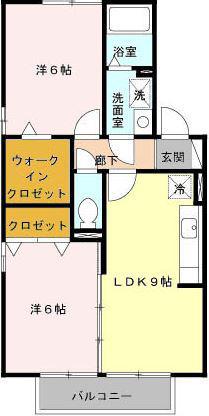 チェリーコートS(2DK/2階)の間取り写真