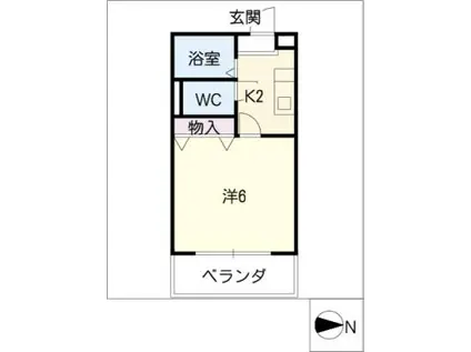 シャンボール瑞穂(1K/2階)の間取り写真