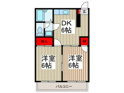 サンリベラル(2DK/4階)の間取り写真