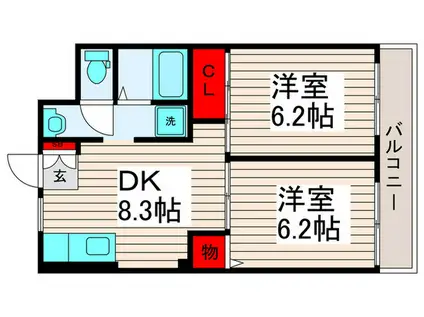 ベルメール西新井I(2DK/1階)の間取り写真