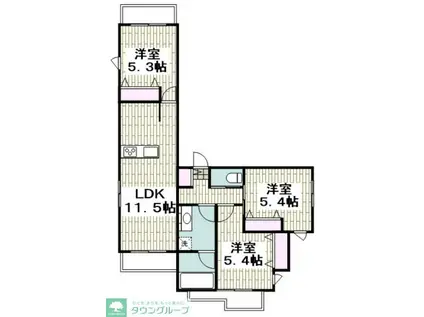 辻堂元町メゾンフォーサイト(3LDK/2階)の間取り写真