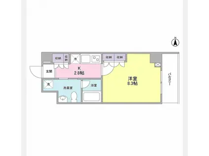 恵比寿三田レジデンス(1K/6階)の間取り写真