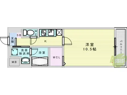 ルミナスビラ石橋(1K/2階)の間取り写真