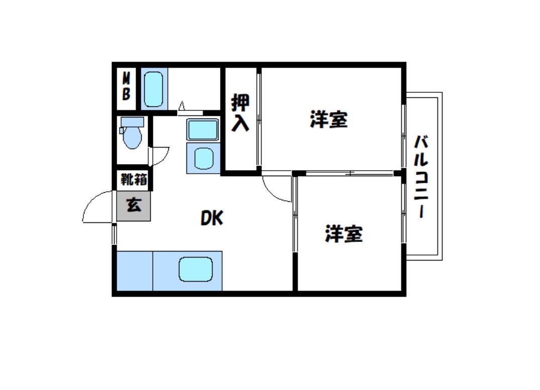 サンライフ日吉台(2DK/2階)の間取り写真