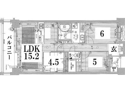 プレサンス京都一乗寺(3LDK/5階)の間取り写真