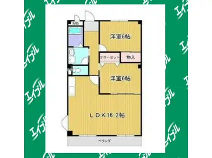 ファミールIBIC(2LDK/3階)の間取り写真