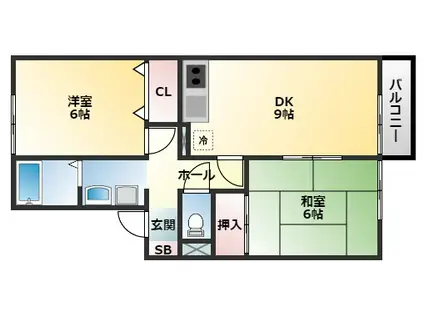 ファミール北山本(2DK/2階)の間取り写真