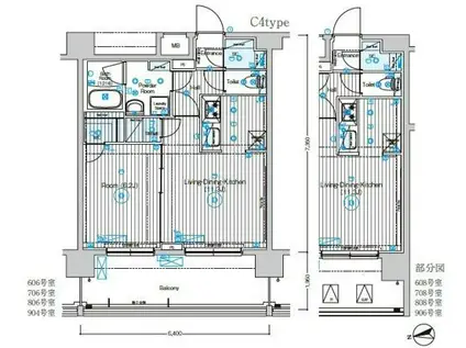 フュージョナル東墨田(1LDK/7階)の間取り写真