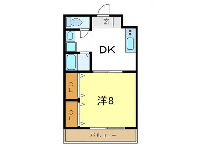 マンションパピルス(1DK/2階)の間取り写真