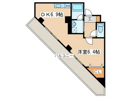 ROYS(1DK/7階)の間取り写真