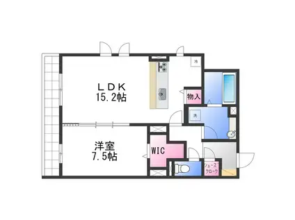 FONTANA B棟(1LDK/1階)の間取り写真