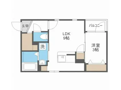 パームヴィラ笹原IV(1LDK/2階)の間取り写真