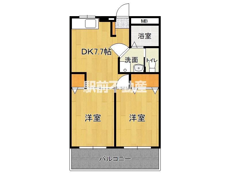 三愛室見マンション(2DK/1階)の間取り写真