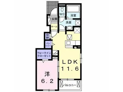フェリーチェ・ビボII(1LDK/1階)の間取り写真