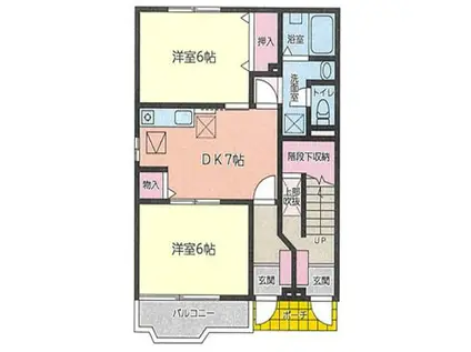 アンソレイユ(2DK/1階)の間取り写真