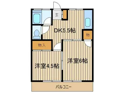 第2秋元荘(2DK/2階)の間取り写真