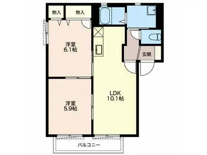 パラダイス(2LDK/1階)の間取り写真