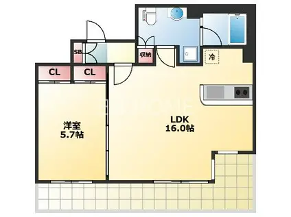 プラスヴァンドームサントル(1LDK/8階)の間取り写真