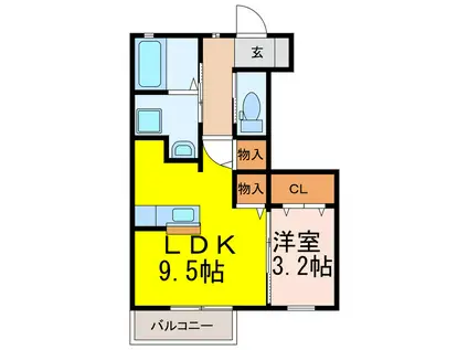 アネックス古河C D(1LDK/1階)の間取り写真