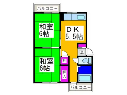 新金岡マンション(2DK/3階)の間取り写真