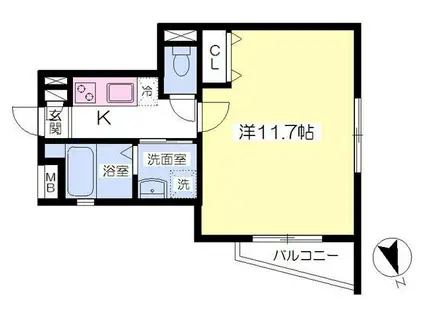 ハピネス北田町(1K/3階)の間取り写真