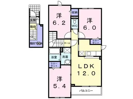 フィオーレC(3LDK/2階)の間取り写真