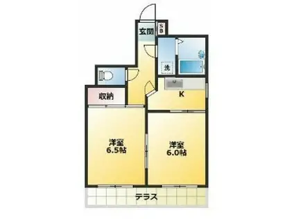 クローネ川口(2K/1階)の間取り写真