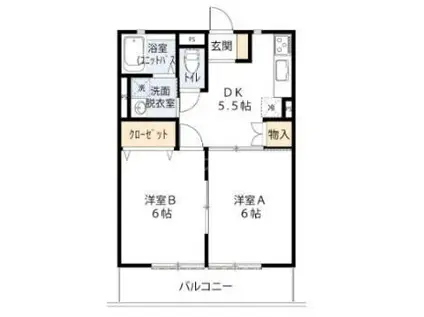 ガーデンヒルズ(2DK/1階)の間取り写真